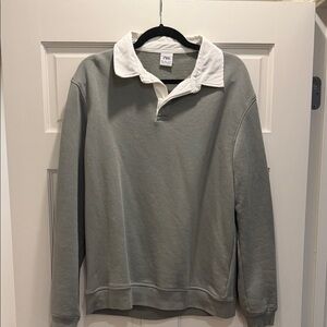 Zara Gray and White Polo Sweatshirt